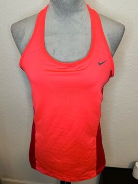 Nike Dri Fit Racerback Tank Top Neon Coral Mesh Back Athletic Women’s XL